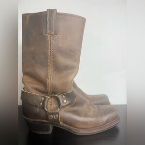 Frye Women's Leather O-Ring Harness Hardware Square Toe Tall Moto Boots size 9